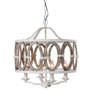 Bella Depot 5-Light Vintage Globe Wood Pendant Light Design Chandelier 15.7 inchx 16.1 inch White Painted, Size: 20 x 32, 20 x 31