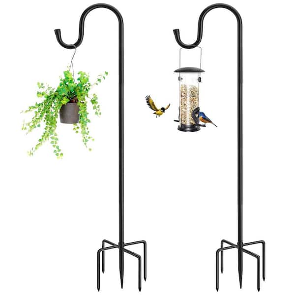 FAWEY TRED INC 72 in. Metal Shepherds Hook for Bird Feeders for Outside with 5 Prongs Base (2-Packs)