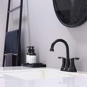 4 in. Centerset 2-Handle Bathroom Faucet with Pop-Up Drain and Supply Hoses in Oil Rubbed Bronze