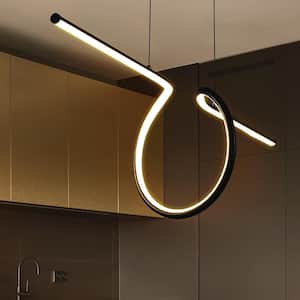 Ali 34.5 in. Dimmable Adjustable Integrated LED Black Metal Linear Pendant