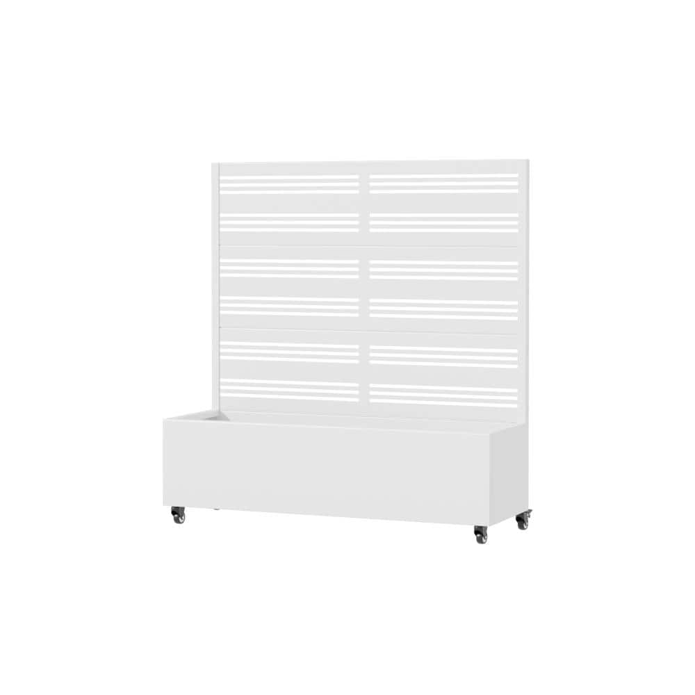 47 in. H x 47 in. W White Outdoor Galvanized Steel Privacy Screen Planter Box Trellis with Detachable Wheels price history on PriceWatchPro