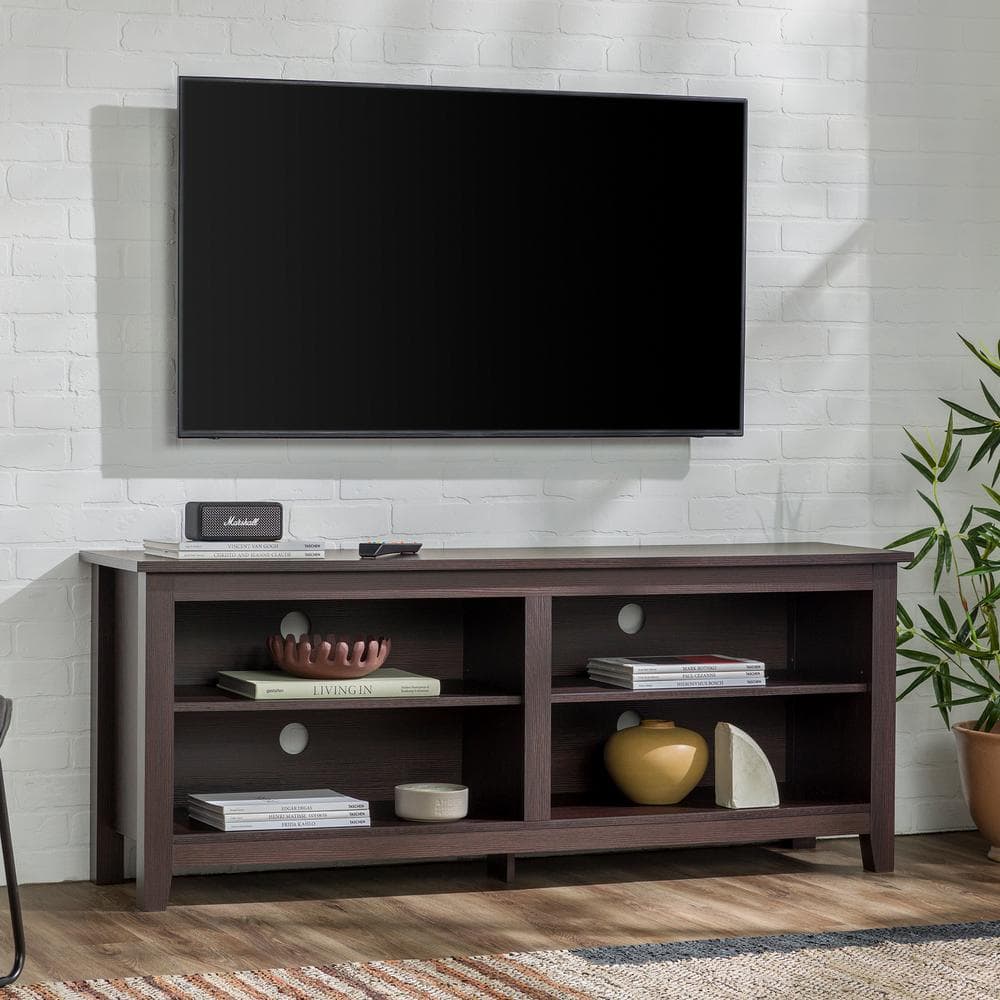 Espresso 58'' Freestanding MDF TV Stand with Adjustable Shelves