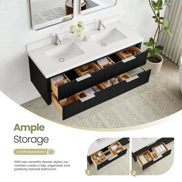 ROSWELL Barcelona 60 in.W x 22 in.D x 21.7 in.H Double Sink Bath