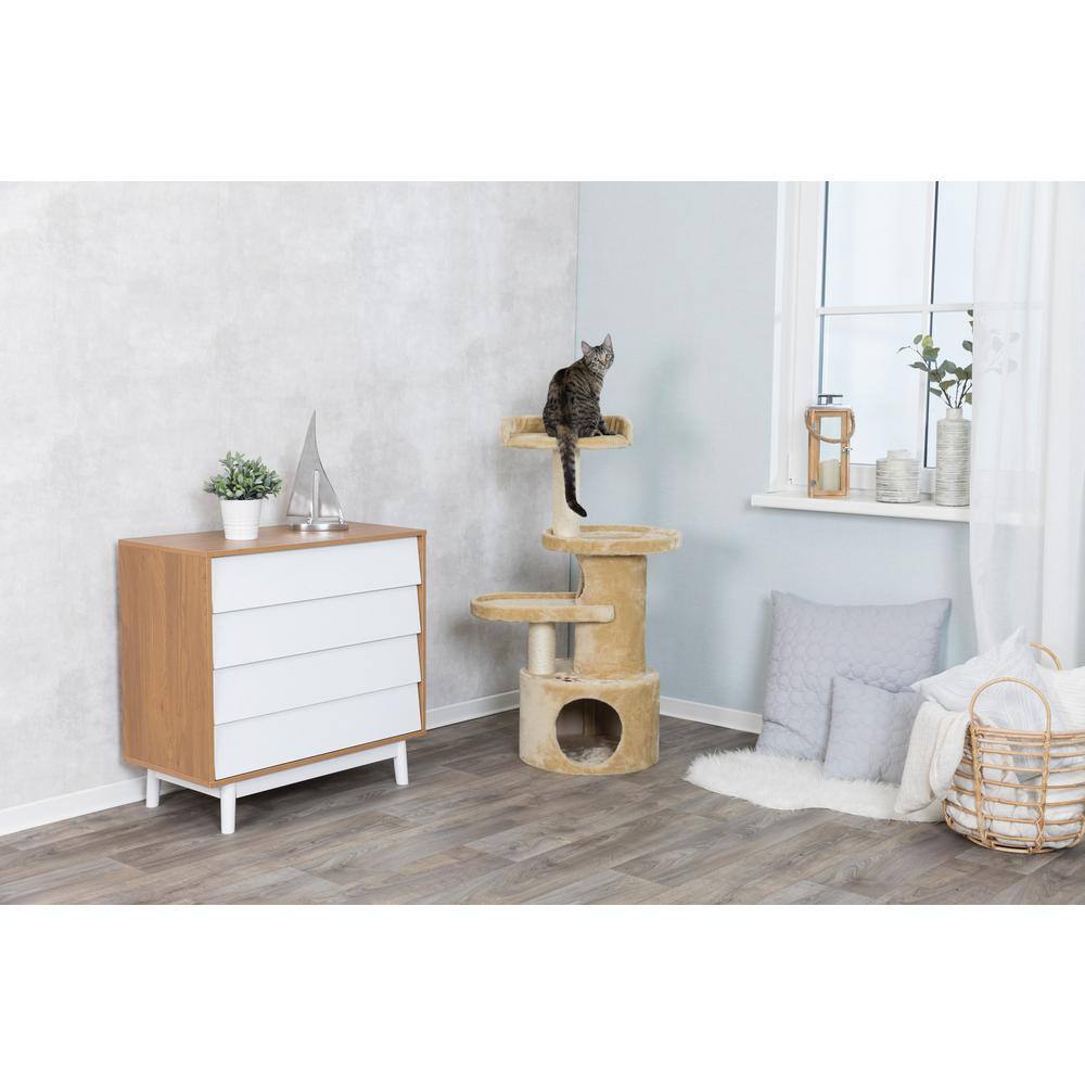 Beige Sisal and Plush 41" Cat Tree with Condo
