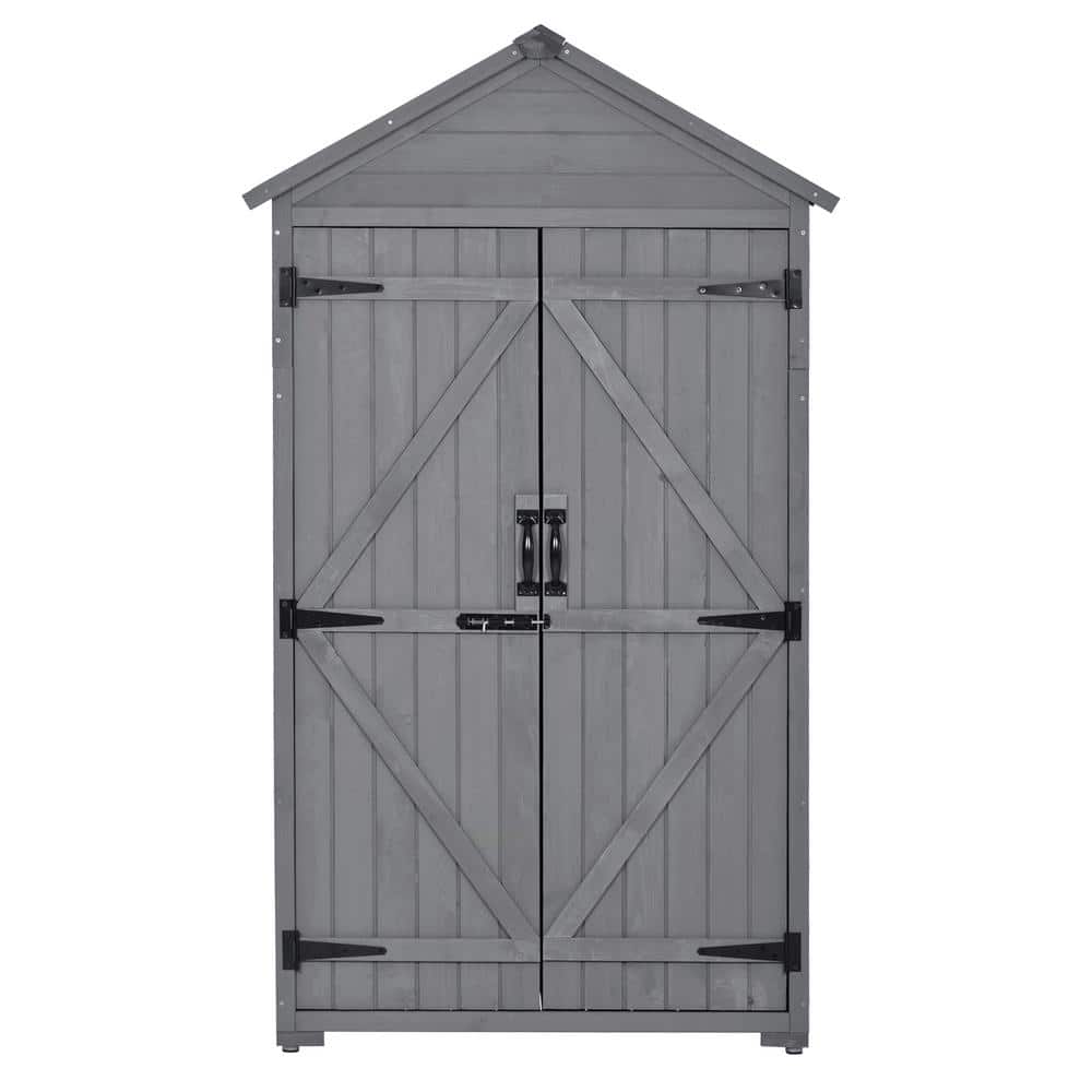 Yoh 22.40 in. W x 35.40 in. D x 69.30 in. H Gray Wood Tool Organizer Outdoo