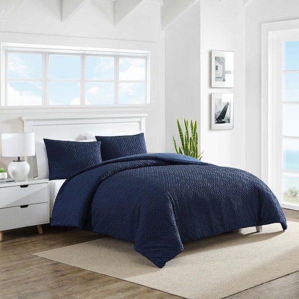 Nautica Point Harbor Embossed Navy Duvet Cover Set Twin