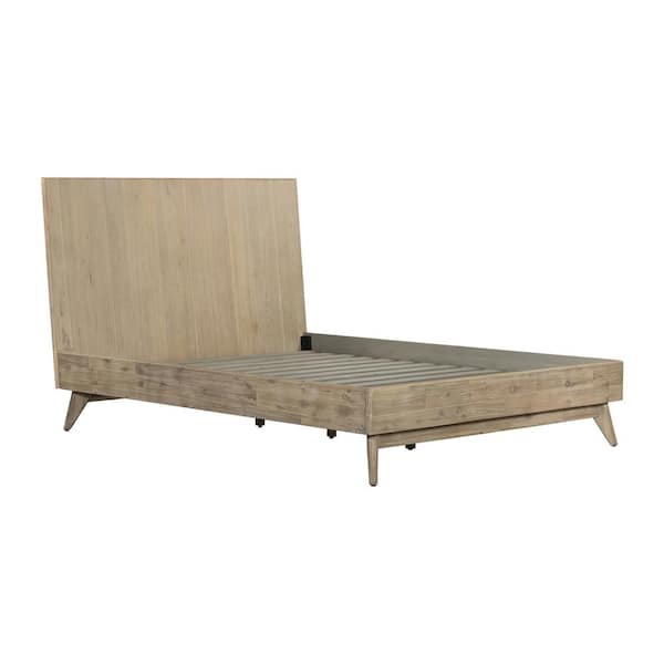 Armen Living Baly Acacia Mid-Century Gray Sandblast Platform Queen Bed