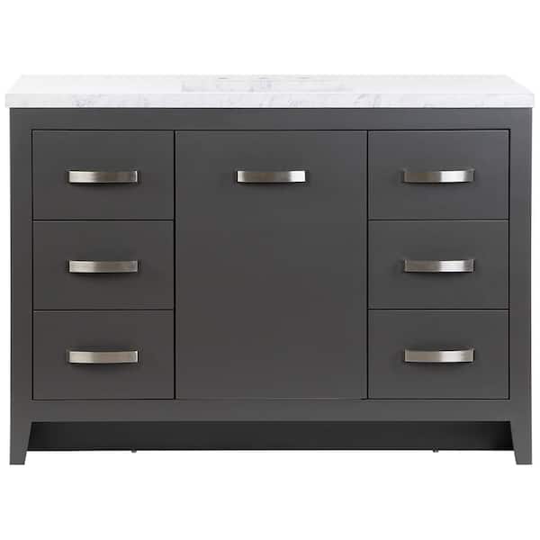 Blakely 49 in. Single Sink Shale Gray Bath Vanity with Lunar Cultured Marble Top (Assembled)