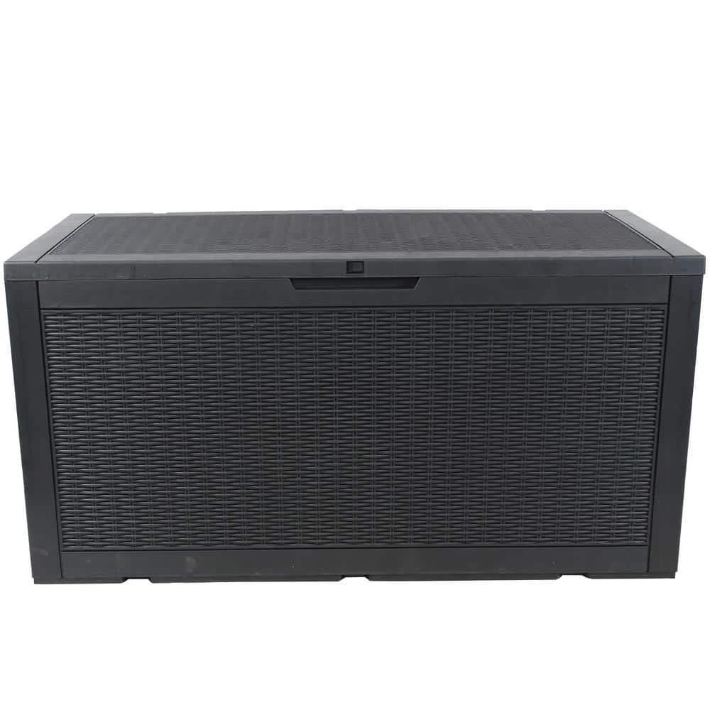 Phantom Gray Lockable Faux Wicker Outdoor Deck Box