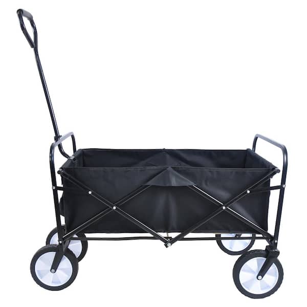 Unbranded 3.6 cu. ft. Black 600D Polyester Fabric Steel Frame Folding Garden Cart