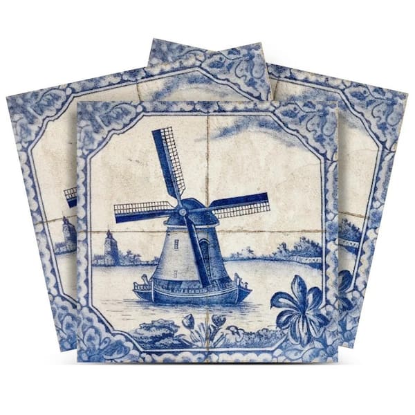 MI ALMA Blue D28 4 in. x 4 in. Vinyl Peel and Stick Tile (24 Tiles, 2.67 sq. ft./Pack)
