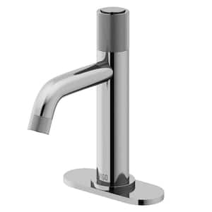 Apollo Button Operated Single-Hole Bathroom Faucet Set with Deck Plate in Chrome