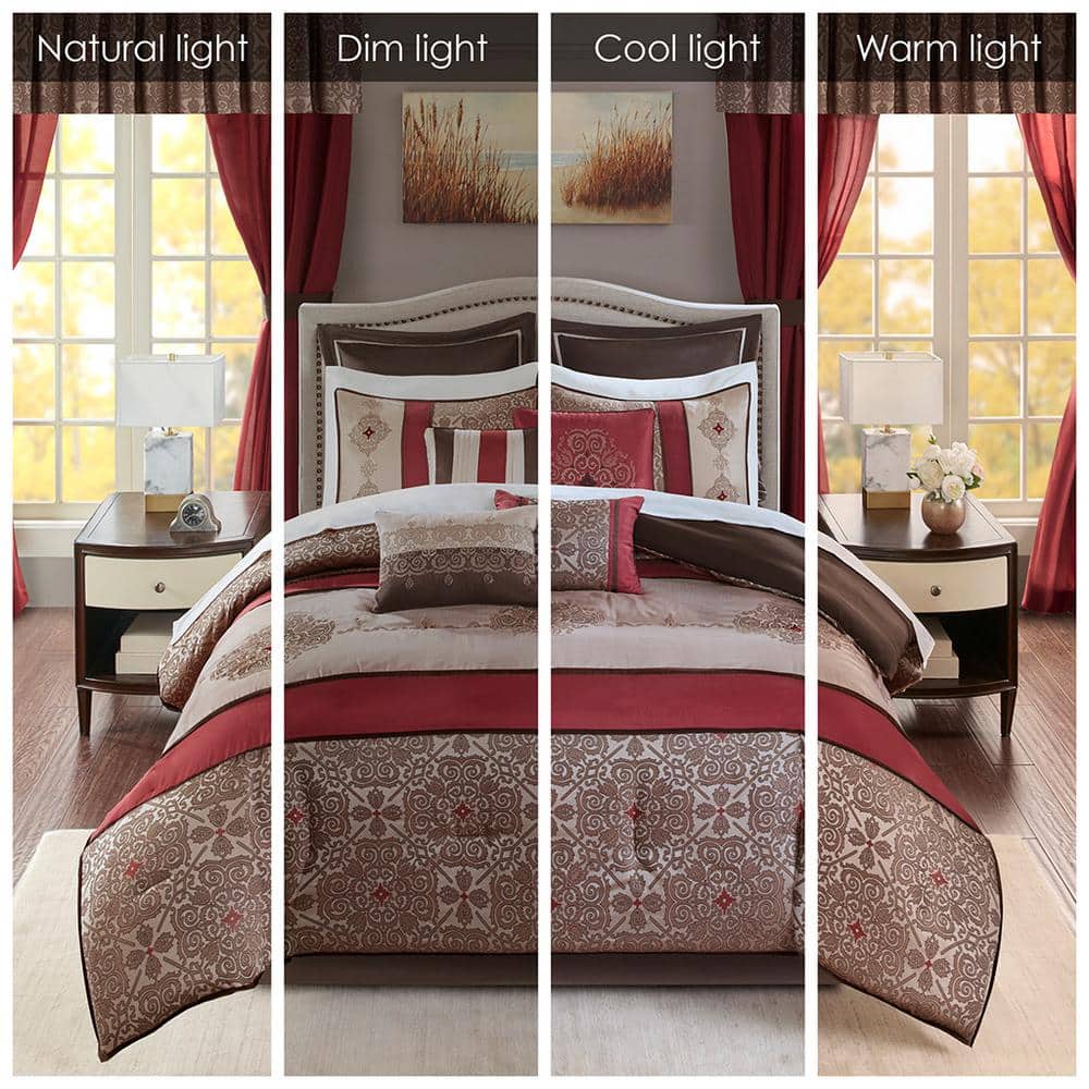 Red Jacquard Queen 24-Piece Microfiber Bedding Set