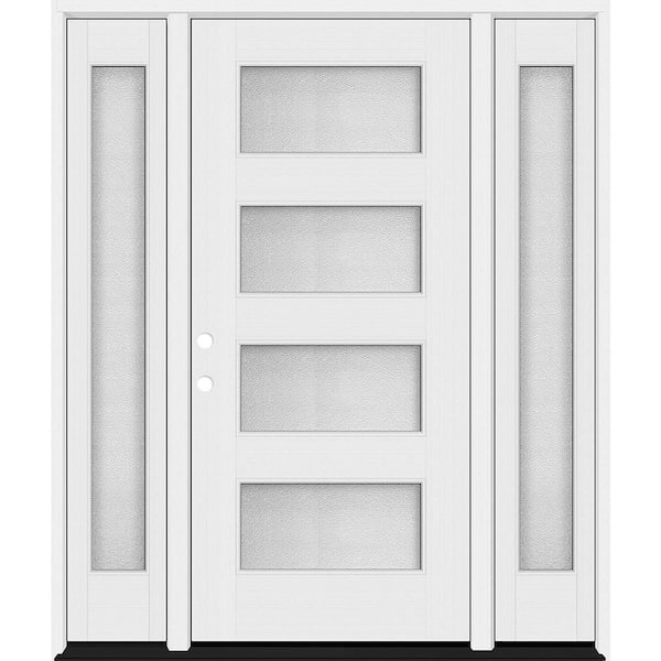 Palisade 64 in. x 80 in. 4L MicroGranite Impact Glass RHIS Unfinished Fiberglass Prehung Front Door Dbl-12in.SL 4-9/16Jb