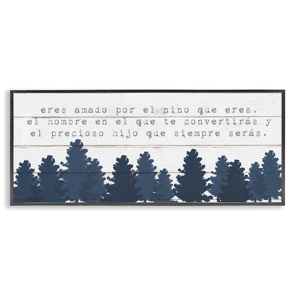 Stupell Industries Sweet Boy Blue Trees by Lil' Rue Black Framed Typography Giclee Art Print 13 in. x 30 in.