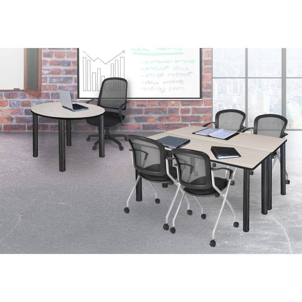 Kee 72 in x 24 in. Maple Top Training Seminar Table Desk, Black Legs