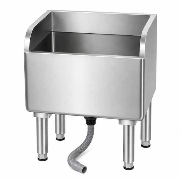 16.1 in. D x 17.7 in. W Freestanding Laundry/Utility Sink in Silver with Drainage/Strainer, Floor Mop Sink for Laundry