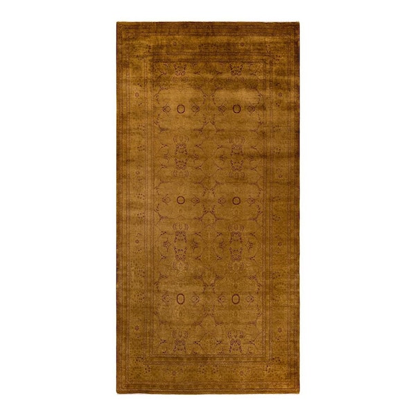 Overdyed Gold 6 x 12 Wool Indoor Area Rug
