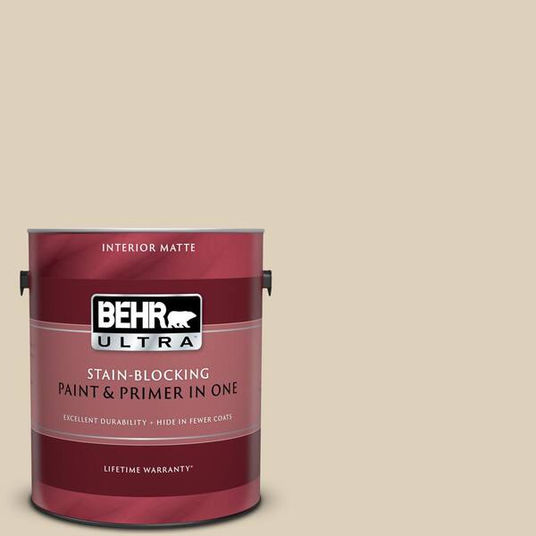BEHR ULTRA 1 gal. #UL160-14 Natural Almond Matte Interior Paint and Primer in One