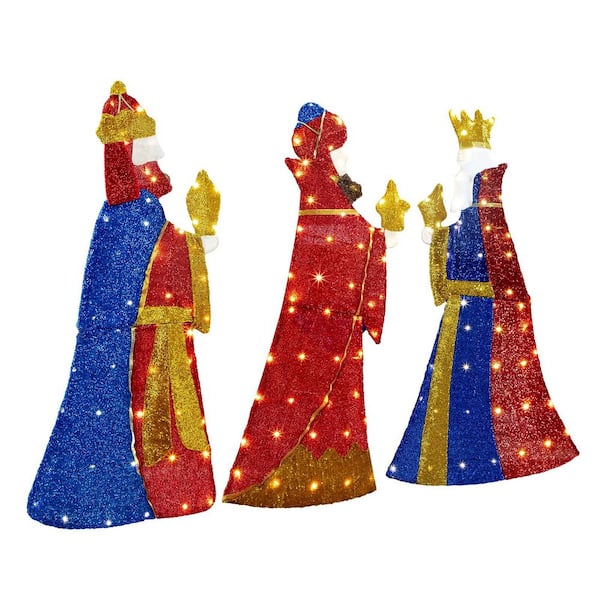 42 in. Set of 3 Lighted Three Kings Christmas Decorations
