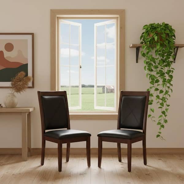 Zilo Cherry Faux Leather Side Chair (Set of 2) with Padded Back