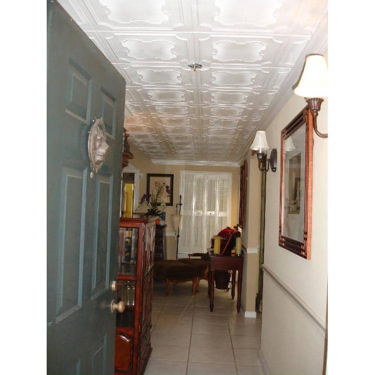 Plain White Polystyrene Glue-Up Ceiling Tile, 19.75" Square
