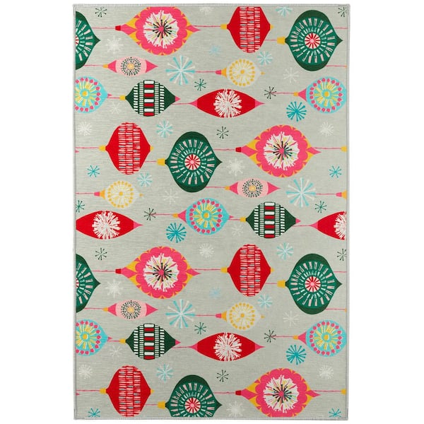 DASH & ALBERT Ornaments Machine Washable Multi 2 ft. x 3 ft. Indoor Area Rug