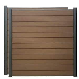 Complete Kit 6 ft. x 6 ft. Mocha WPC Composite Fence Panel w/Bottom Squared Holders and Post Kits (2 set)