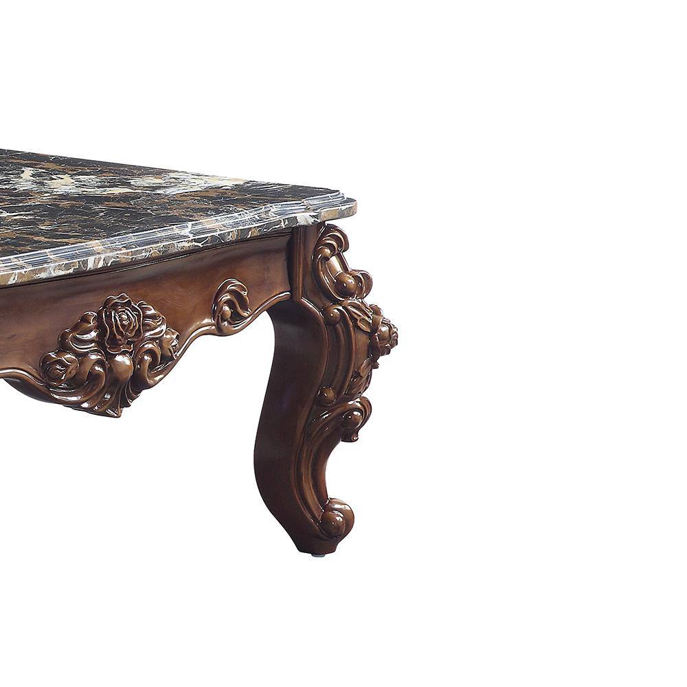 Versailles Rectangular Walnut and Marble Coffee Table with Storage