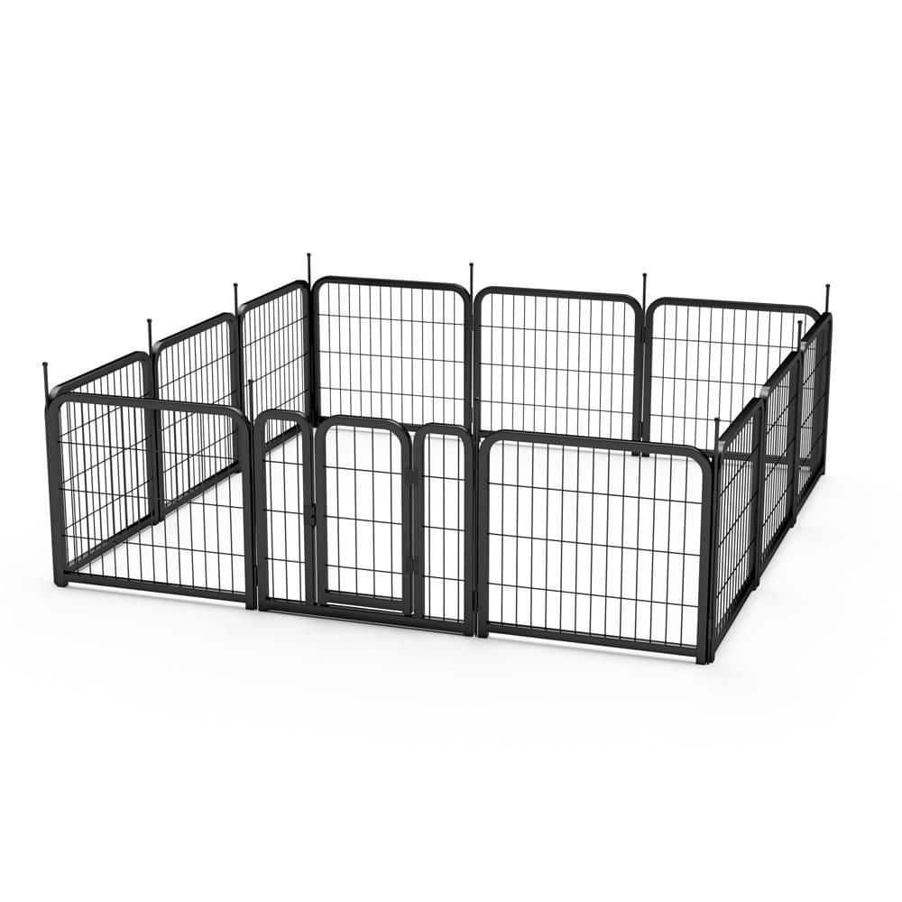 Dog Playpen, 24 in. H 12-Panels Fence Indoor Outdoor Heavy-Duty Metal Folda