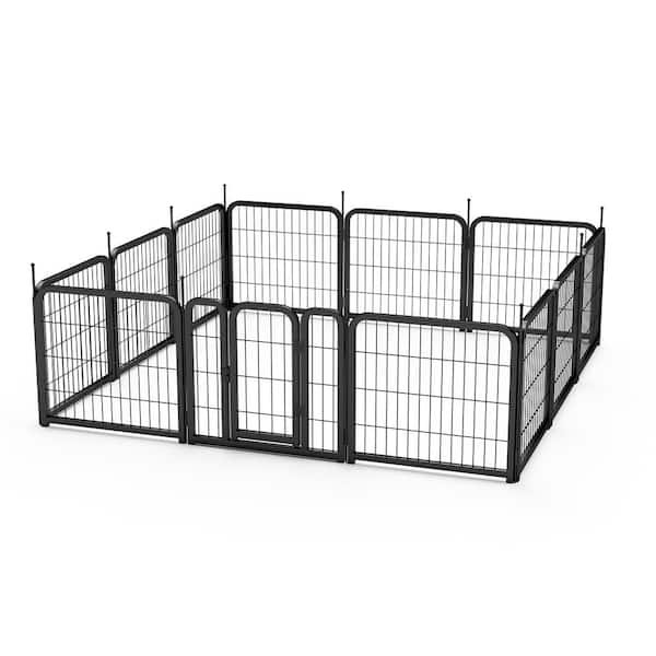 Unbranded Dog Playpen, 24 in. H 12-Panels Fence Indoor Outdoor Heavy-Duty Metal Foldable Dog Kennel Dog Pen with Anti-Rust Coating