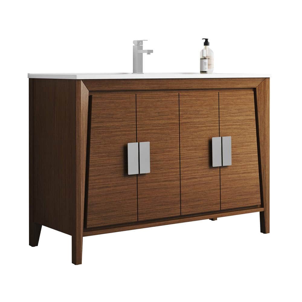 FINE FIXTURES Imperial 48 in. W x 18.11 in. D x 33.5 in. H Bathroom Vanity in Wheat with White ceramic Top -  IL48WT-VE4818W