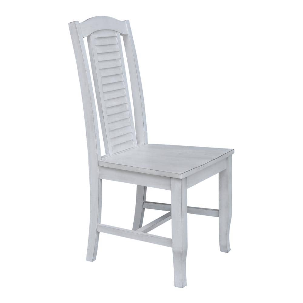 Elegant Antique Chalk Rubberwood Side Chair, 40" High
