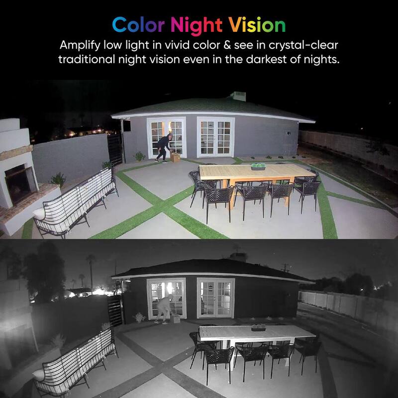 Wired Outdoor Wi-Fi Floodlight v2 Home Security Camera with 2K Video, Color Night Vision, Motion Activated LEDs - White