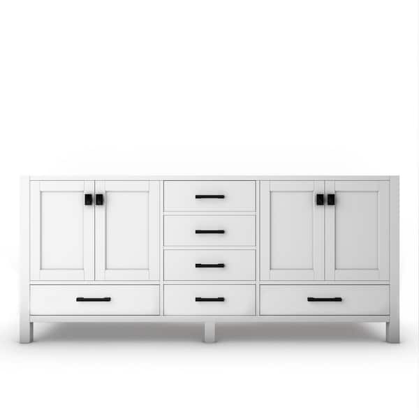 castellousa Yamyam 71 in. W x 21.75 in. D x 33 in. H Double Basin Bath Vanity Cabinet without Top in Matte White with Black Trim