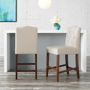 Beckridge Biscuit Beige Upholstered Counter Stools with Tufted Back (Set of 2)