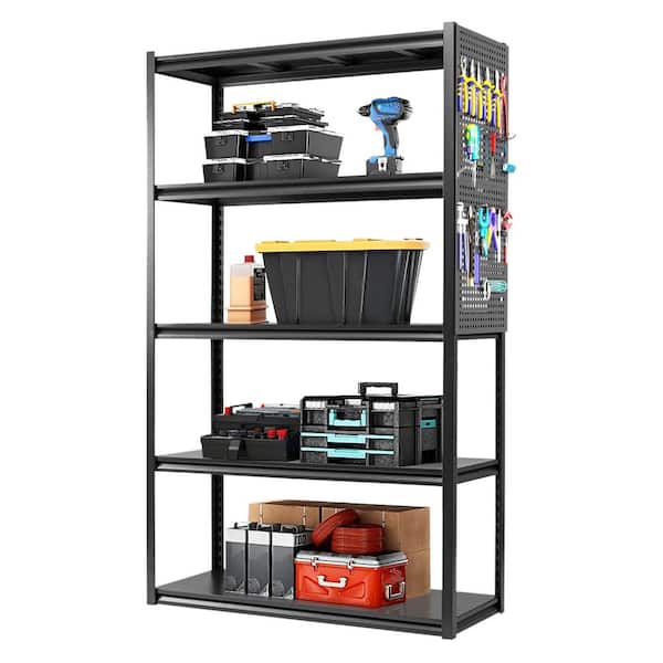 5-Shelf Steel Garage Storage Shelving Unit Pantry Organizer in Black (47.24 in. W x 77.95 in. H x 17.99 in. D)