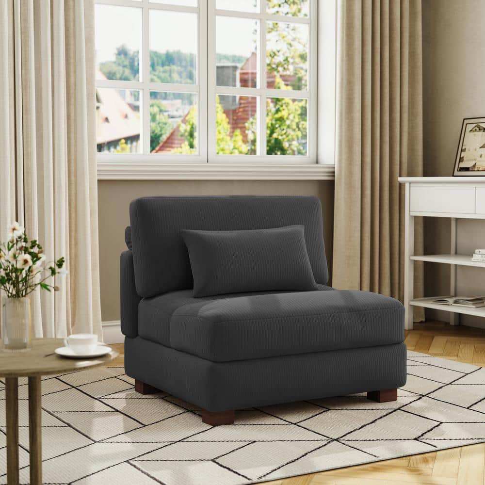 38 in. Armless Corduroy Rectangle Sectional Center 1-Seat Sofa in Gray price history on PriceWatchPro