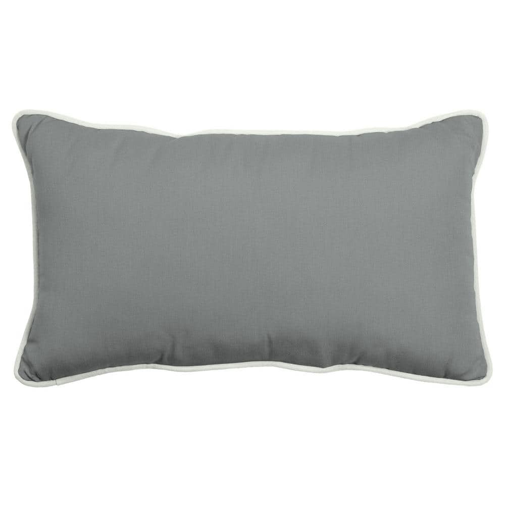 ARDEN SELECTIONS Oasis 24 in. Indoor/Outdoor Lumbar Pillow in Silver ...