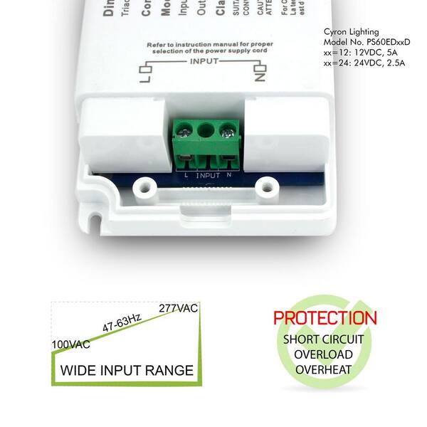 Cyron Power Supply, Dimmable Electronic Type, Dry/Damp locations