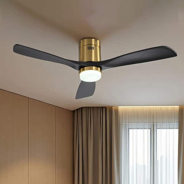 MODERN HABITAT SerenityShine Blade Span 52 in. Indoor Gold Low Profile Modern Ceiling Fan with LED Bulb Included with Remote Included
