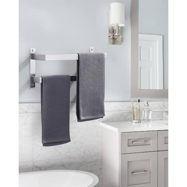 16 in. Wall Mounted Double Towel Bar in Brushed Nickel