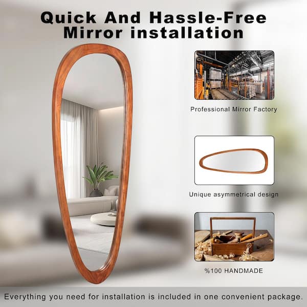 Sxiawe 22 in. W x 60.1 in. H Irregular Brown Natural Solid Wood
