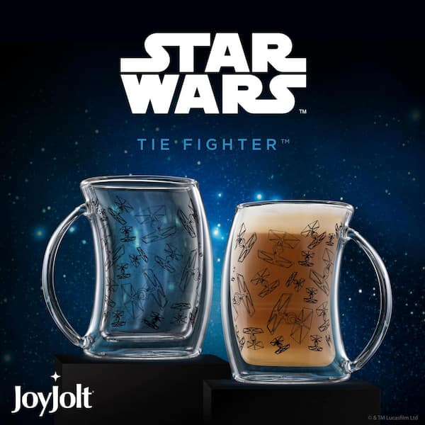 Star Wars Tie Fighter 5.4 oz Double Wall Glass Mugs, Set of 2 - Clear