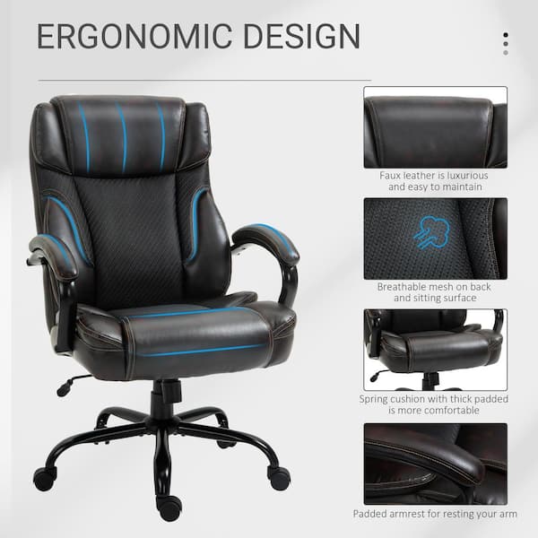 Leather High Back Office Chair Executive Task Ergonomic 