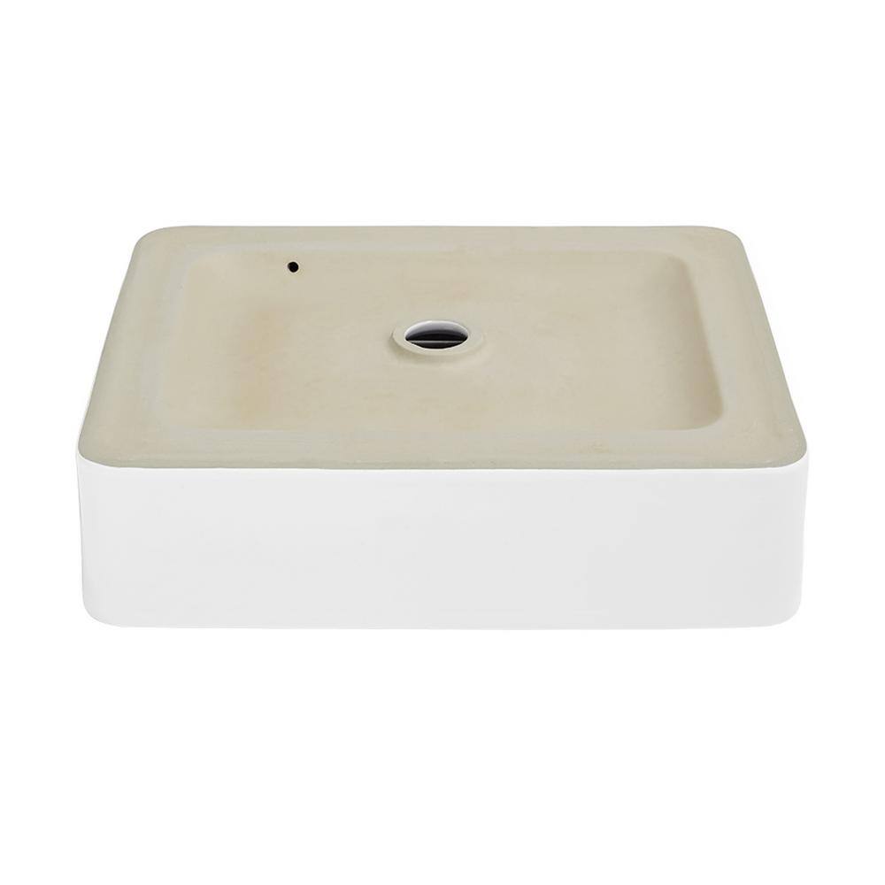 Glossy White Ceramic Rectangular Above-Counter Vessel Sink