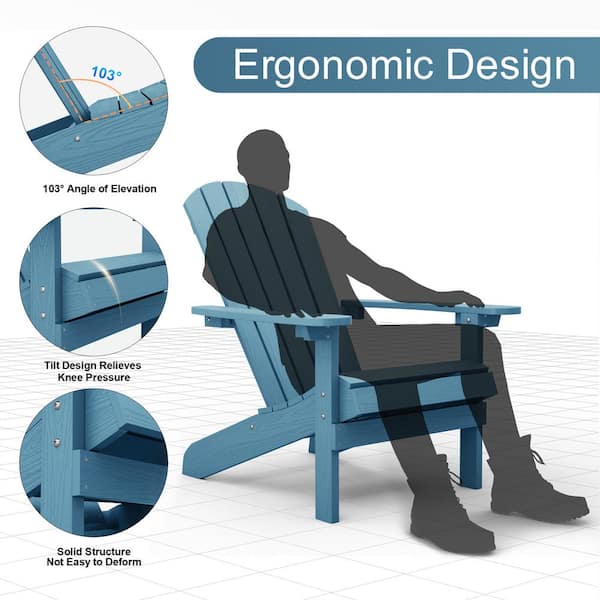 Classic Light Blue Plastic Outdoor Patio Adirondack Chair (Set of 4)