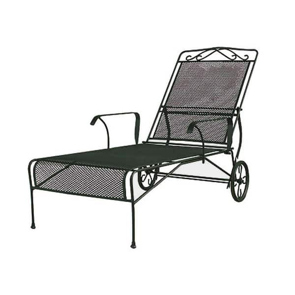 Unbranded Wrought Iron Green Patio Chaise Lounge-DISCONTINUED