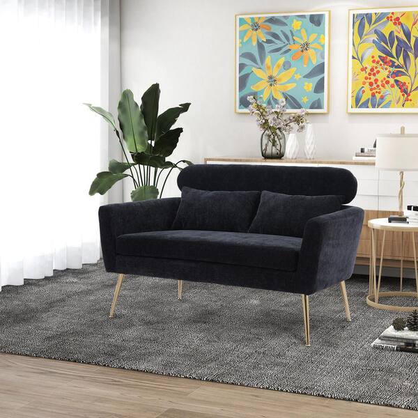 small black 2 seater sofa