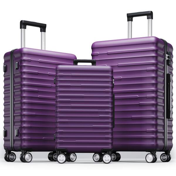 Xzkai 3-Piece Purple Silent Spinner Wheels Luggage Set